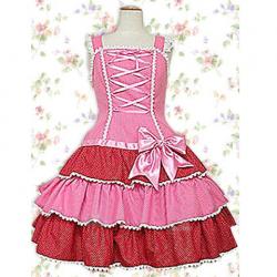 Amanda99 Pink Bow Bandage Ruffles Cotton Lolita Dress