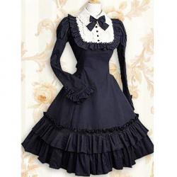 Amanda99 Deep Blue Long Sleeves Ruffle Lolita Dress