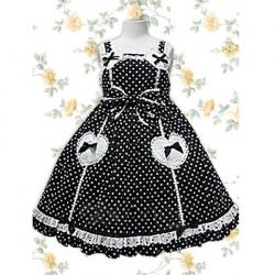 Amanda99 Black Polka Dot Applique Sleeveless Lolita Dress