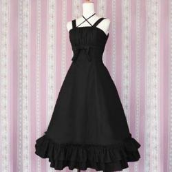 Amanda99 Black Sleeveless Ruffles Lolita Dress