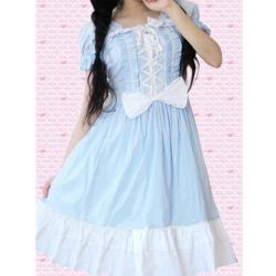 Amanda99 Blue Front Lace Tie Lolita Dress