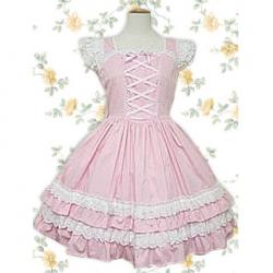 Amanda99 Pink Front Tie Lace Lolita Dress