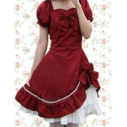 Amanda99 Red Lolita Two-layer Bow Dress