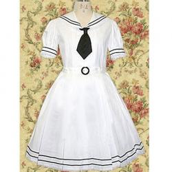 Amanda99 White Tie Short Sleeves Lolita Dress