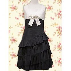 Amanda99 Black And White Bow Ruffles Cotton Lolita Dress