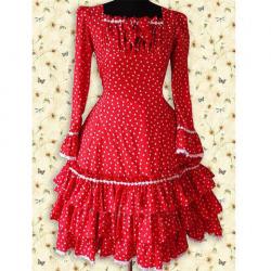 Amanda99 Red Long Sleeves Ruffles Lolita Dress