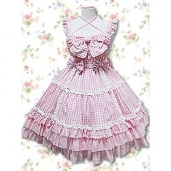 Amanda99 Pink Bow Lace Ruffles Cotton Lolita Dress