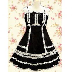 Amanda99 Black Sleeveless Lace Cotton Lolita Dress