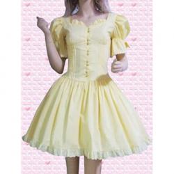 Amanda99 Yellow Puff Sleeves Lolita Dress