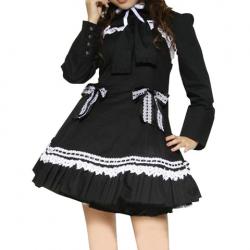 Amanda99 Black Long Sleeves Ruffle Lolita Dressv