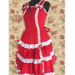 Amanda99 Red Sleeveless Lace Lolita Dress