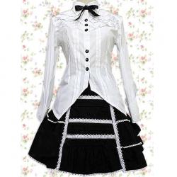Amanda99 White Lolita Blouse And Black Lace Lolita Skirt