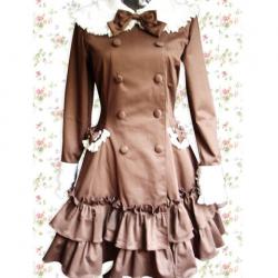 Amanda99 Chocolate Long Sleeves Ruffles Lolita Dress