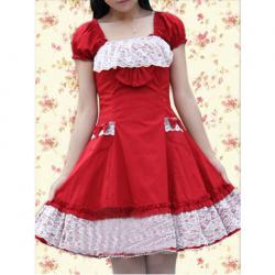 Amanda99 Red Lace Bow Lolita Dress