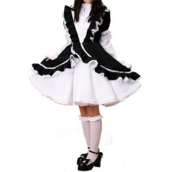 Amanda99 Black And White Short Sleeves Lace Lolita Dress