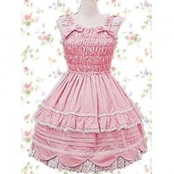Amanda99 Pink Lace Sleeveless Lolita Dress