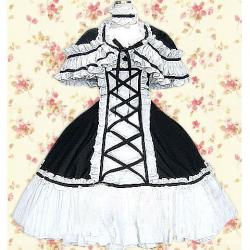 Amanda99 Black And White Lace Ruffles Cotton Lolita Dress