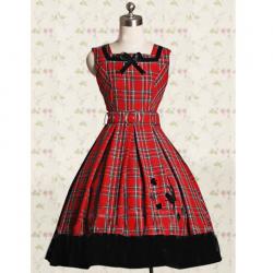 Amanda99 Red Sash Checked Cloth Cotton Lolita Dress