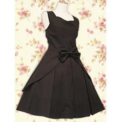 Amanda99 Black Sleeveless Bow Cotton Lolita Dress
