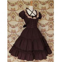 Amanda99 Brown Lace Ruffles Lolita Dress