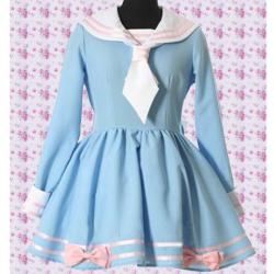 Amanda99 Blue Bow Long Sleeves Lolita Dress