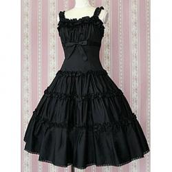 Amanda99 Black Short Sleeves Cotton Lolita Dress