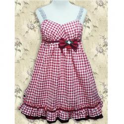 Amanda99 Red White Check Gingham Lolita Dress