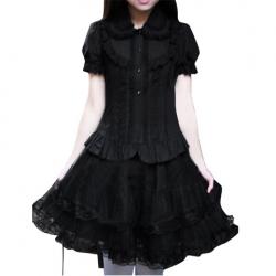 Amanda99 Black Lolita Blouse And Blue Lolita Skirt