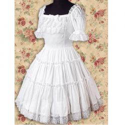 Amanda99 White Short Sleeves Lace Lolita Dress