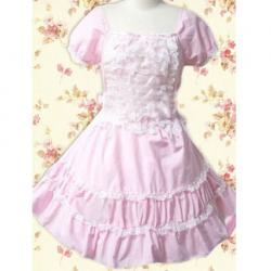 Amanda99 Pink Lace Short Sleeves Lolita Dress