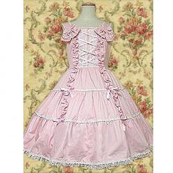 Amanda99 Pink Sleeveless Bow Ruffles Cotton Lolita Dress