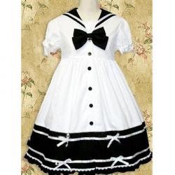Amanda99 White Short Sleeves Bow Lolita Dress