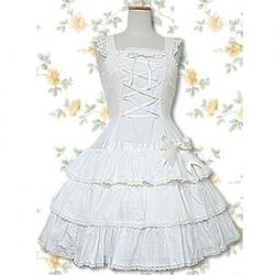 Amanda99 White Lace Front Ties Lolita Dress