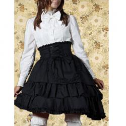 Amanda99 White Bow Long Sleeves Lolita Blouse And Black Lolita Skirt