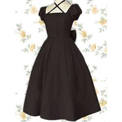 Amanda99 Black Bow Short Sleeves Lolita Dress