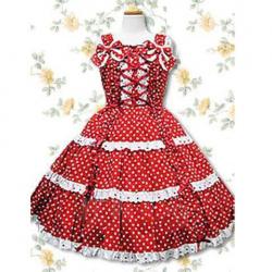 Amanda99 Red And White Front Tie Lolita Dress
