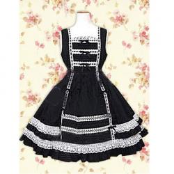 Amanda99 Black Sleeveless Lace Cotton Lolita Dress
