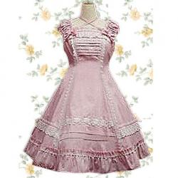 Amanda99 Pink Lace Short Sleeves Lolita Dress