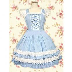 Amanda99 Blue Lace Front Ties Lolita Dress