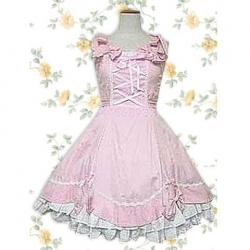 Amanda99 Pink Sleeveless Bow Cotton Lolita Dress