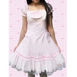 Amanda99 Pink Lace Short Sleeves Lolita Dress