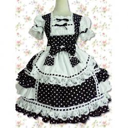 Amanda99 Black And White Lace Ruffles Lolita Dress