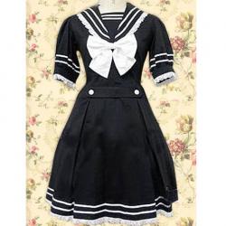 Amanda99 Black Sailor Cotton Lolita Dress