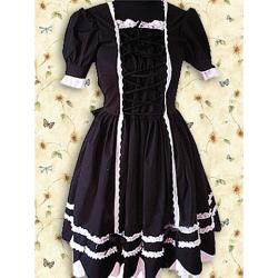 Amanda99 Black Short Sleeves Lace Lolita Dress