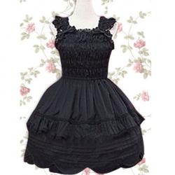 Amanda99 Black Ruffles Sleeveless Lolita Dress