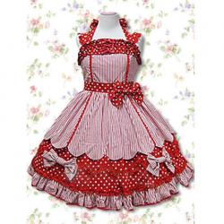 Amanda99 Red Sleeveless Bow Cotton Lolita Dress