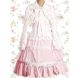 Amanda99 White Long Sleeves Blouse And Pink Lolita Skirt