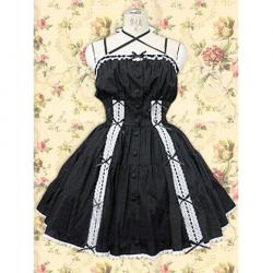 Amanda99 Black Short Sleevels Cotton Lolita Dress