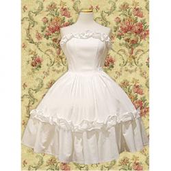 Amanda99 White Sleeveless Cotton Lolita Dress