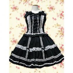 Amanda99 Black Front Tie Sleeveless Lolita Blouse And Skirt
